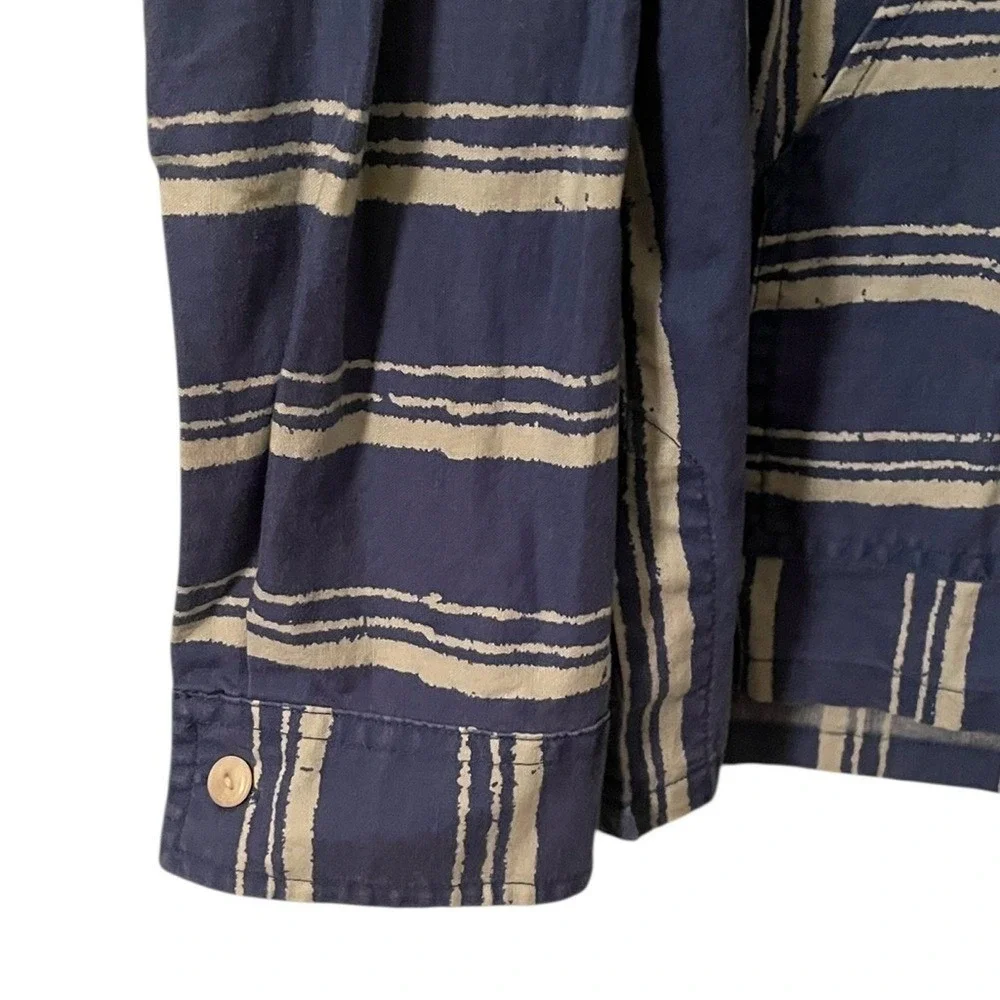 J. Crew Men's‎ Blue White Cotton Striped Shirt Hoodie Sweatshirt Size L